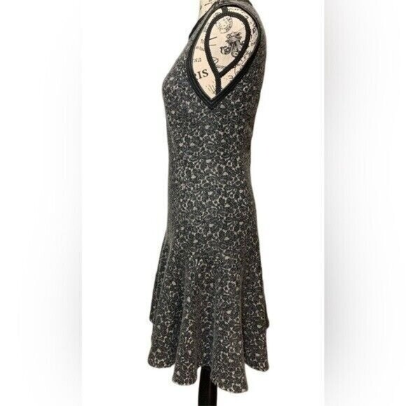 Rebecca Taylor Women's Sleeveless Wool Blend Lace Bonded Dress Grey/Black Size:2 - Picture 2 of 13